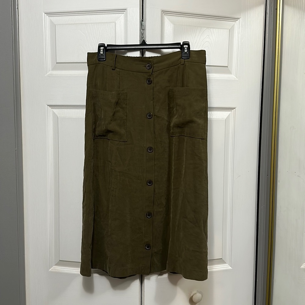 Olive Knee Length Skirt